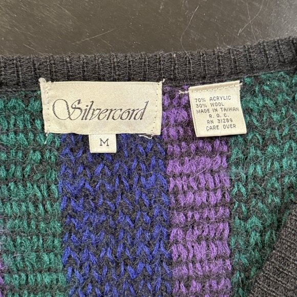 Vintage 90s Oversized Wool Grunge Chunky Grandpa Cardigan Sweater Mens Medium - Picture 8 of 11